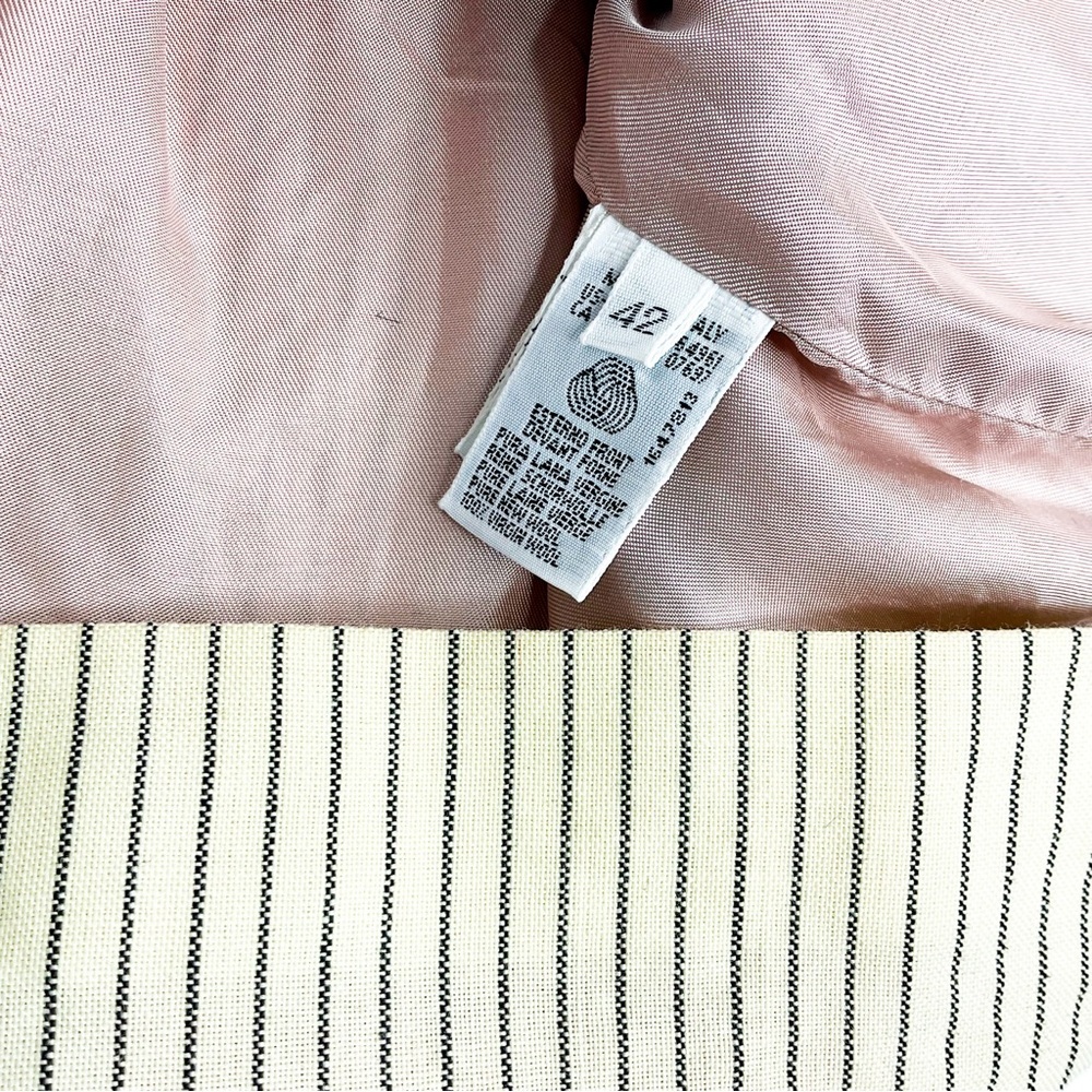 United Colors of Benetton Wool Blazer 42 Cream Stripe 90s - Picture 12 of 12